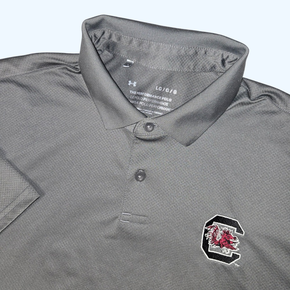 Under Armour South Carolina Gamecocks Performance Polo Shirt Gray Mens Large